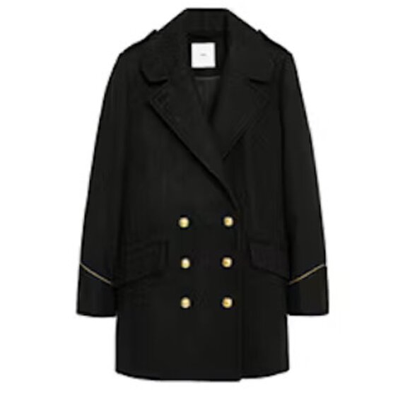 Mango Double Breasted Wool Admiral Coat- SZ M - Picture 2 of 6